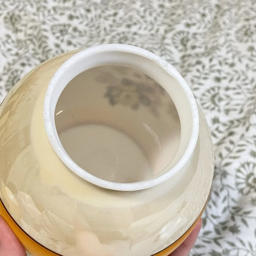 VTG Milk‎ Glass Dome Light Lamp Shade Globe Brown Floral Rose Country